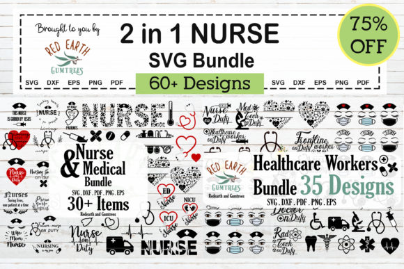 2 in 1 Nurse and Healthcare Workers SVG for Graphics and Crafts
