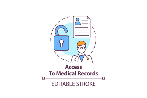 Access to Medical Records Concept Icon: Graphics and Icons for Local Business Use