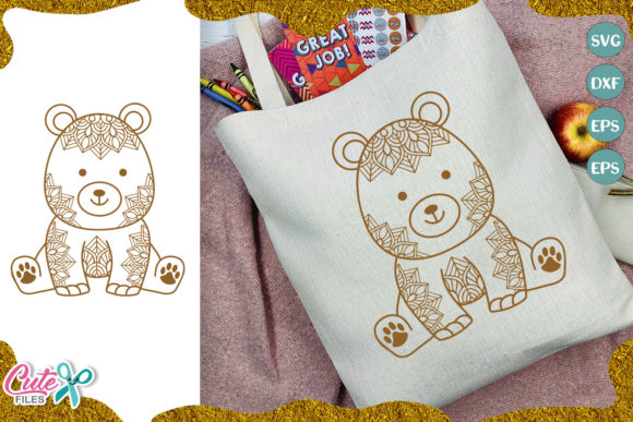 Little Bear with Mandala Cut File: Graphics for Crafts and Content