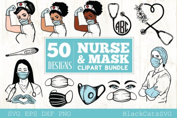 Nurse and Mask SVG Bundle for Graphics and Crafts