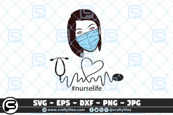 Nurse Head with Medical Mask: Graphics and Crafts for Editorial Use