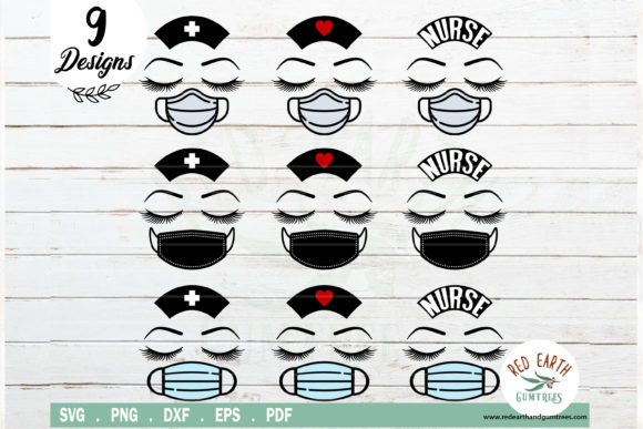 Nurse, Mask Hat and Lashes Bundle: Graphics & Crafts