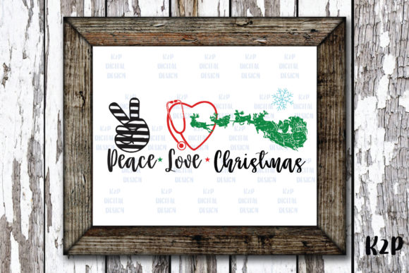 Peace Love Christmas Nurse Santa Scene Graphics