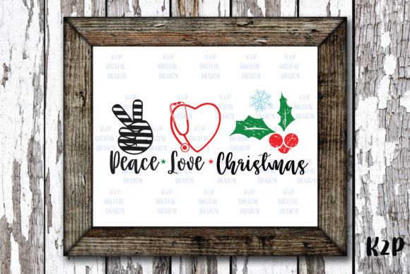 Peace Love Christmas Nurse Stethoscope Graphics and Crafts