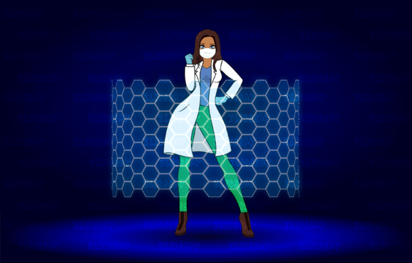 Woman Hero Doctor Nurse Power Stand Pose Graphics